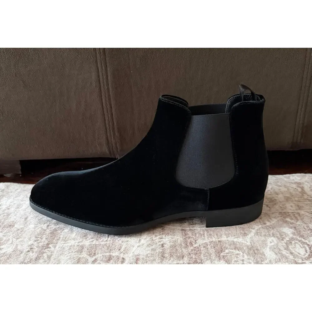 $995 NIB Giorgio Armani Black Velvet Chelsea Boots – Men's Size 11 / EU 44